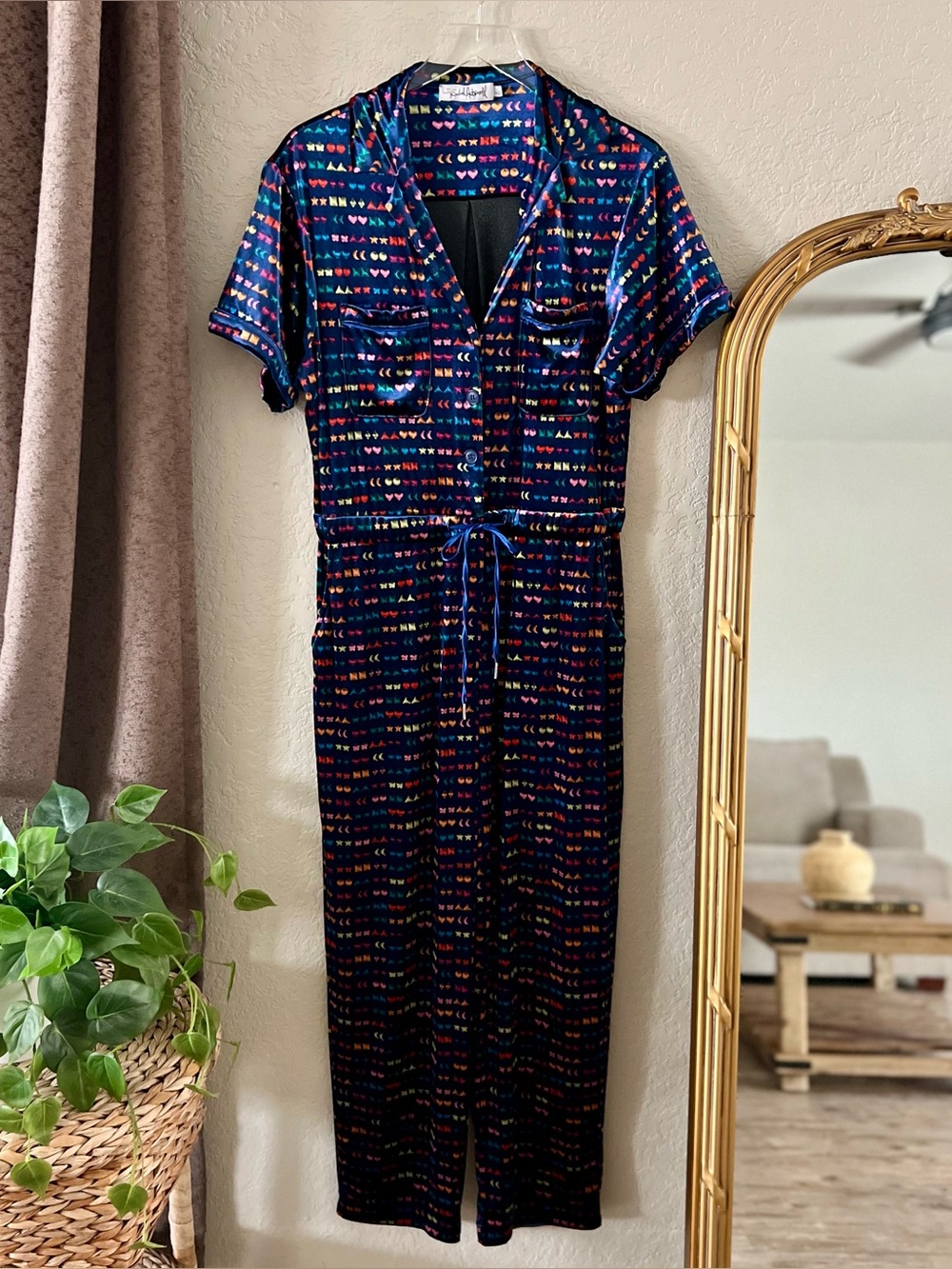 Rachel Antonoff Jewel Velour Jumpsuit Size Large